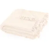 Tiseco - Deken SUZETTE - Mousseline zomer plaid met franjes - 130x160 cm - Ivoor