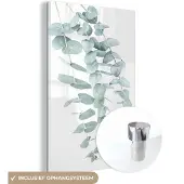 MuchoWow Glasschilderij 120x180 cm - Schilderij acrylglas - Planten - Groen - Natuur - Wit - Bladeren - Foto op glas - Schilderijen