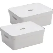 Sunware Sigma Home Opbergbox 24L - set van 2 - lichtgrijs/transparant