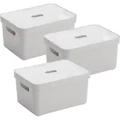 Sunware Sigma Home Opbergbox 13L - set van 3 - lichtgrijs/transparant