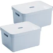 Sunware Sigma Home Opbergbox 32L - set van 2 - blauwgrijs/transparant
