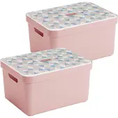 Sunware Sigma Home Opbergbox 32L - set van 2 - roze/triangel