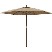 vidaXL Parasol met houten paal 299x240 cm taupe