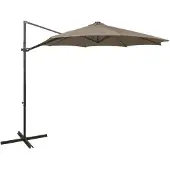 vidaXL Zweefparasol met paal en LED-verlichting 300 cm taupe