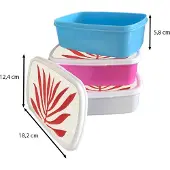 MuchoWow Broodtrommel Roze - Lunchbox - Brooddoos - Plant - Rood - Bladeren - Abstract - 18x12x6 cm - Kinderen - Meisje
