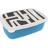 MuchoWow Broodtrommel Blauw - Lunchbox - Brooddoos - Vormen - Abstract - Pastel - Zwart - 18x12x6 cm - Kinderen - Jongen
