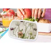 MuchoWow Broodtrommel Wit - Lunchbox - Brooddoos - Bloemen - Lente - Tuin - Stilleven - 18x12x6 cm - Volwassenen