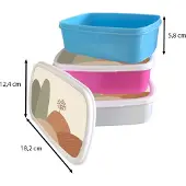 MuchoWow Broodtrommel Roze - Lunchbox - Brooddoos - Pastel - Bergen - Landschap - Abstract - 18x12x6 cm - Kinderen - Meisje