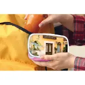 MuchoWow Broodtrommel Roze - Lunchbox - Brooddoos - Rome - Restaurant - Geel - Planten - Deur - 18x12x6 cm - Kinderen - Meisje