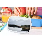 MuchoWow Broodtrommel Blauw - Lunchbox - Brooddoos - Natuur - Berg - Landschap - Meer - 18x12x6 cm - Kinderen - Jongen