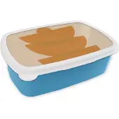 MuchoWow Broodtrommel Blauw - Lunchbox - Brooddoos - Geometrie - Vormen - Geel - Pastel - 18x12x6 cm - Kinderen - Jongen