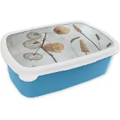 MuchoWow Broodtrommel Blauw - Lunchbox - Brooddoos - Stilleven - Natuur - Herfst - Droogbloemen - Bruin - 18x12x6 cm - Kinderen - Jongen