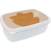 MuchoWow Broodtrommel Wit - Lunchbox - Brooddoos - Geometrie - Vormen - Geel - Pastel - 18x12x6 cm - Volwassenen