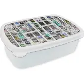 MuchoWow Broodtrommel Wit - Lunchbox - Brooddoos - Deuren - Kleurrijk - Abstract - 18x12x6 cm - Volwassenen