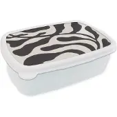 MuchoWow Broodtrommel Wit - Lunchbox - Brooddoos - Bladeren - Plant - Pastel - Zwart - 18x12x6 cm - Volwassenen