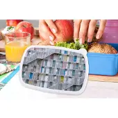 MuchoWow Broodtrommel Blauw - Lunchbox - Brooddoos - Appartementen - Deuren - Architectuur - Trappen - 18x12x6 cm - Kinderen - Jongen