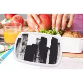 MuchoWow Broodtrommel Wit - Lunchbox - Brooddoos - Verf - Abstract - Zwart - Wit - 18x12x6 cm - Volwassenen
