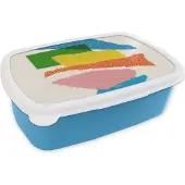 MuchoWow Broodtrommel Blauw - Lunchbox - Brooddoos - Abstract - Kunst - Vormen - Regenboog - 18x12x6 cm - Kinderen - Jongen