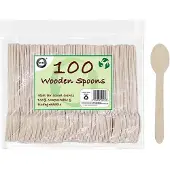 Did Wegwerp lepels - hout - 100x - eenmalig gebruik - biologisch afbreekbaar