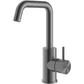 Hotbath Archie AR014 Wastafelkraan RVS 316 - Geborsteld Gunmetal PVD - Zonder Waste - RVS 316 - Kranen, Wastafelkranen, Opbouw Wastafelkranen