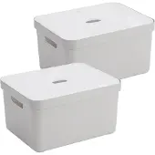 Sunware Sigma Home Opbergbox 32L - set van 2 - lichtgrijs/transparant
