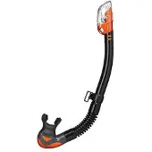 Tusa Hyperdry Elite II – Premium snorkel met droogtop systeem en hypoallergene siliconen mondstuk – Zwart/Oranje – SP0101QB EO