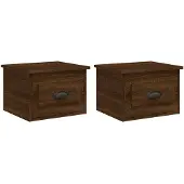 vidaXL Nachtkastjes 2 st wandgemonteerd 41,5x36x28 cm bruin eikenkleur