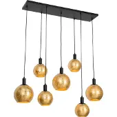 QAZQA Design hanglamp zwart met goud glas 7-lichts - Bert