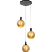 QAZQA Design hanglamp zwart met goud glas 3-lichts - Bert