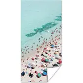 PosterMonkey Poster Zee - Strand - Parasols - Blauw - Zomer - 80x160 cm
