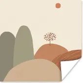 PosterMonkey Poster Pastel - Bergen - Landschap - Abstract - 30x30 cm