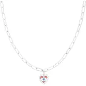 Oozoo Jewellery - zilverkleurige ketting met boze oog bedeltje - SN-2018