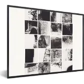PosterMonkey Fotolijst incl. Poster - Mozaïek - Abstract - Zwart - Wit - 40x30 cm - Posterlijst