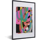 PosterMonkey Fotolijst incl. Poster - Abstract - Kleuren - Roze - Groen - Kunst - 40x60 cm - Posterlijst