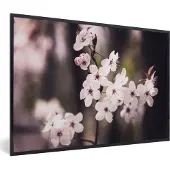 PosterMonkey Fotolijst incl. Poster - Bloemen - Wit - Natuur - Plant - Bloesem - 90x60 cm - Posterlijst