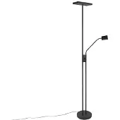 QAZQA Moderne vloerlamp zwart incl. LED en dimmer met leeslamp - Jazzy