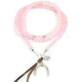 Heaven Eleven dames Ketting zilver plating - rozequartz - zilver wishbone