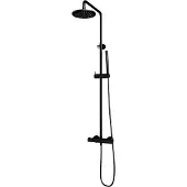 Brauer Black Edition opbouw regendoucheset met staafhanddouche en hoofddouche 20cm zwart mat