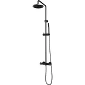 Brauer Regendoucheset opbouw gunmetal carving 20 cm thermostatisch met staaf handdouche geborsteld gunmetal