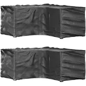 vidaXL Tuinmeubelhoezen L-vormig 2 st 16 oogjes 215x215x90 cm