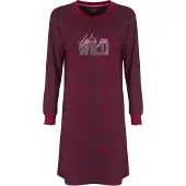Irresistible Dames Nachthemd - Ronde Hals - Bordeaux Rood - Maat S