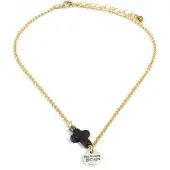 Heaven Eleven dames Ketting goud plating met zwart kruisje
