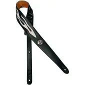Gaucho GST-542-WH gitaarriem, zwart, white flame design