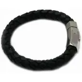 Heaven Eleven leer braided zwart - 8mm - 18 cm