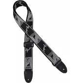 Fender 990681543 gitaarriem, 5cm breed, voorzien van logo, zwart-lichtgrijs-donkergrijs