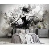 Consalnet Vliesbehang - Ballerina - Schilderij - Danseres - Grijs - 152x104cm