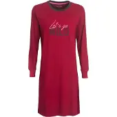 Irresistible Dames Nachthemd - Katoen - Ronde Hals - Rood - Maat L