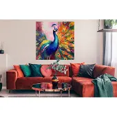 PosterMonkey Poster Pauw - Dieren - Schilderij - Regenboog - 100x100 cm XXL