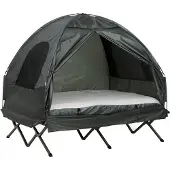 Outsunny Campingtent verhoogd campingbed koepeltent luchtmatras met pomp taft groen A20-087