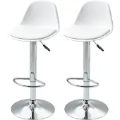 HOMCOM HOMdotCOM barkrukken, set van 2 met modern design, tot 120 kg (één stoel), barstoelen, wit